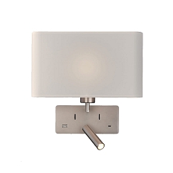 Wandarmatuur ROMEO 16/3971 met schakelaar, met USB-aansluiting, instelbaar E27 IP20, nikkel mat