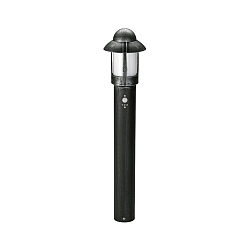 Bollard light Country style Night watchman Type No. 2025 with motion sensor, IP44, height 90cm, E27, cast alu / Opal, black