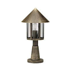 Sokkelarmatuur TYPE NO 0539 rond E27 IP44, bruin, Messing gesatineerd dimbaar