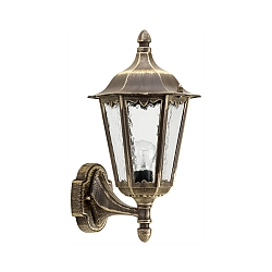 Wandarmatuur voor buitenshuis TYPE NO 1818 up, hoekig E27 IP23, bruin, Messing gesatineerd dimbaar
