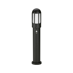 Bollard light Type No. 2015 with motion sensor (Type 2002), IP44, height 83.5cm, E27 QA55, cast alu / opal glass, black matt