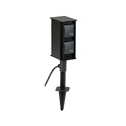 Contactdoos met grondpen TYPE NO 2104 4-voudig, hoekig, met stekker, zwart