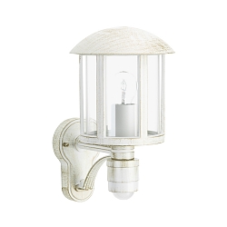 Outdoor Wall luminaire Country style Vintage Type No. 1834 with motion sensor (Type No. 1836), E27, cast alu, white-gold