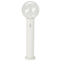 Bollard light Type No. 2012 with motion detector (Type 2010), with glass ball Ø 25cm, E27, white / clear glass