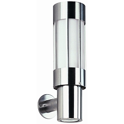 Outdoor Wall luminaire Type No. 0239 with additional downlight (Type No. 0243), E27 + GU10 PAR 20, stainless steel / glass