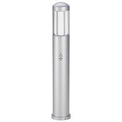 Bollard light Type No. 2221 with motion detector (Typ 2209), IP44, 90cm, E27 QA55 max. 57W, cast alu / opal glass, silver