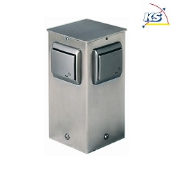 Outdoor Socket column Type No. 2119, 4-way all-round, IP44, height 25.5cm, without switching function, stainless steel