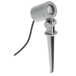 Lamp met grondpen TYPE NO 2197 / 21�-40� met stekker, kantelbaar, onbreekbaar, focusseerbaar GU10 IP54, zilver mat