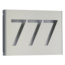 Huisnummer met verlichting TYPE NO 6013 3 cijfers IP44, rvs, opaal dimbaar