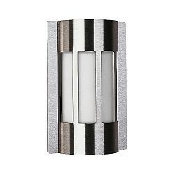 Outdoor Wall luminaire Type No. 6119, IP44, half round, 18 x 28cm, E27 QA55 max. 57W, stainless steel / opal glass