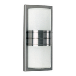 Outdoor Wall and Ceiling luminaire Type No. 6131, square / cover half round, IP44, 2x E27 QA55 57W, stainless steel