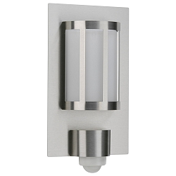 Outdoor Wall luminaire Type No. 6141 with motion detector, IP44, half round, 20 x 35.5cm, E27 QA55 57W, stainless steel