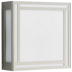 Outdoor Wall and Ceiling luminaire Type No. 6285, IP44, 15.5 x 25.5cm5, E27 QA55 max. 57W, stainless steel / opal glass