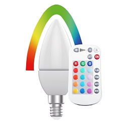 RGBW lichtbron met afstandsbediening RGB E14 5,5W 470lm 2700K 240� CRI > 80 dimbaar