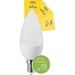 LED lamp SMD SWITCH DIM C35 C35 E14 4,9W 470lm 2700K 200� CRI >80 dimbaar