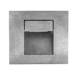 Recessed LED wall luminaire, Plug&Play 350mA, indirect, with partial cover, IP20, square, 10x9cm, 1W 3000K, matt alu / glass
