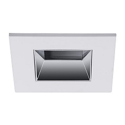 Recessed LED downlight ALTERO, IP44, square, 8.3 x 8.3cm, changeable cover, 500mA, 9.2W 3000K 820lm 33�, white / chrome