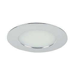 Recessed LED downlight for furniture + wood, IP44, round, 12V DC, 3.4W 3000K 255lm 60�, chrome