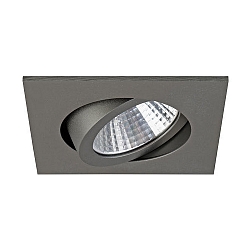 Recessed LED spot, IP20, square, 8.2 x 8.2cm, Plug&Play 350mA, 7W 2700K 740lm 38�, swivelling 30�, matt titanium