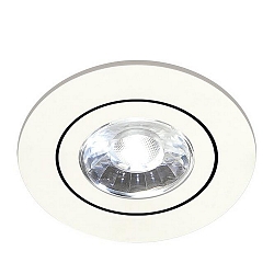 Recessed LED spot DISC with lens optics, IP44, � 8.2cm, Plug&Play 350mA, swivelling 30�, 6W 3000K 670lm 38�, white