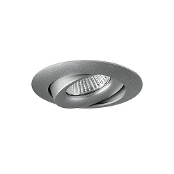 Recessed LED spot, IP20, � 8.2cm, Plug&Play 350mA, 7W 3000K 600lm 40�, swivelling 30�, structured silver