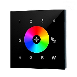 RGBW radio-remote wall panel for BRUM-18192000, black, recessed mounting