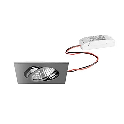 Recessed outdoor LED spot set, IP65, square, 230V AC, 6W 3000K 650lm 38�, swivelling, chrome