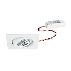 Recessed outdoor LED spot set, IP65, square, 230V AC, 6W 3000K 650lm 38�, swivelling, white