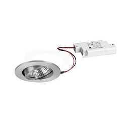Recessed LED spot set SEVEN-R incl. converter, IP20, round, 230V, 7W 2700K 740lm 38�, swivelling 30�, matt alu