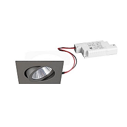 Recessed LED spot set incl. converter, IP20, square, 230V, 7W 2700K 740lm 38�, swivelling 30�, matt titanium