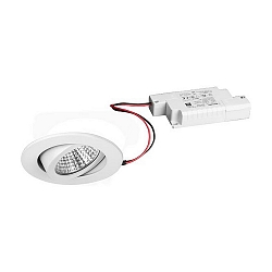 Recessed outdoor LED spot set incl. converter, IP65, round, 230V, 6W 3000K 650lm 38�, swivelling 30�, dimmable, white