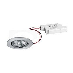 Recessed outdoor LED spot set incl. converter, IP65, round, 230V, 6W 3000K 650lm 38�, swivelling 30�, dimmable, matt alu
