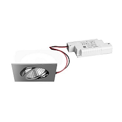 Recessed outdoor LED spot set incl. converter, IP65, square, 230V, 6W 3000K 650lm 38�, swivelling 30�, dimmable, chrome