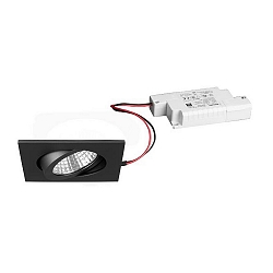 Recessed outdoor LED spot set incl. converter, IP65, square, 230V, 6W 3000K 650lm 38�, swivelling 30�, dimmable, matt titanium