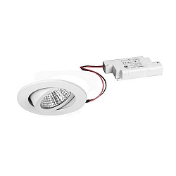 Recessed LED spot set incl. converter, IP20, round, 230V, 7W 4000K 770lm 38�, swivelling 30�, dimmable, white