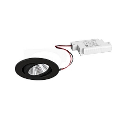 Recessed LED spot set incl. converter, IP20, round, 230V, 7W 3000K 740lm 38�, swivelling 30�, dimmable, black