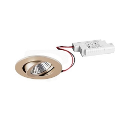 Recessed LED spot set incl. converter, IP20, round, 230V, 7W 3000K 740lm 38�, swivelling 30�, dimmable, matt champaign