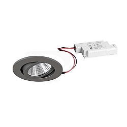 Recessed LED spot set incl. converter, IP20, round, 230V, 7W 3000K 740lm 38�, swivelling 30�, dimmable, matt titanium