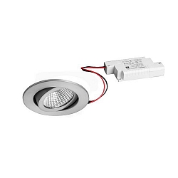 Recessed LED spot set dim2warm incl. converter, IP20, round, 230V, 6W 1800-3000K 460lm 38�, swivelling 30�, matt alu
