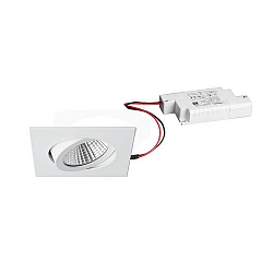 Recessed LED spot set dim2warm incl. converter, IP20, square, 230V, 6W 1800-3000K 460lm 38�, swivelling 30�, white