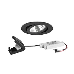 Inbouwarmatuur rond, draaibaar IP20, zwart dimbaar 6W 640lm 3000K 20-40� 20-40� CRI 80-89