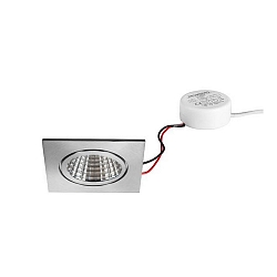 Recessed outdoor LED downlight set BB15 with round converter, IP54, V4A, 230V, 6W 3000K 640lm 38�, dimmable, stainless steel