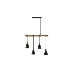 Pendelarmatuur BRENTHIS 4-vlams, klein E14 IP20, hout, zwart dimbaar
