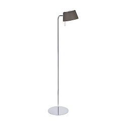 Floor lamp with textile shade, height 115cm / head 180� swivelling, G9, with cord switch, chrome / chintz brown