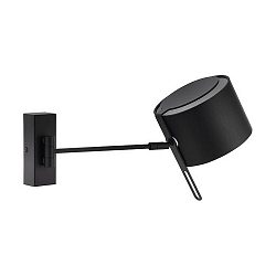 Wall luminaire with textile shade, outreach 41cm, head 180� swivelling, G9, with cord switch, powder black / chintz black