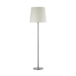 Floor lamp with textile shade, height 150cm / � 45cm, E27 max. 100W, with cord switch, matt nickel / chintz raw white