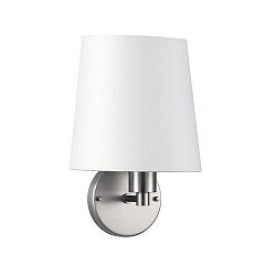 Wall luminaire with textile shade, outreach 15cm, E27 max. 60W, matt nickel / chintz raw white