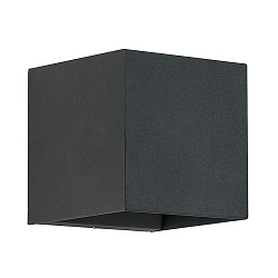 Outdoor LED wall luminaire, IP54, square, 230V AC, Up/Down, 10W 3000K 800lm, alu / acrylic, structured black