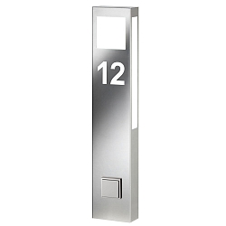 Huisnummer met verlichting AQUA PAULO POWER - HOUSE NR CUTTED 2-voudig, kant-en-klaar, met stopcontact 2G11 IP44, rvs 