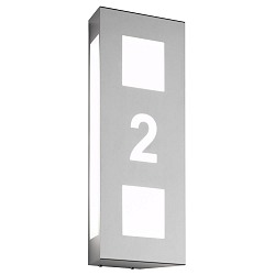 Huisnummer met verlichting AQUA TRILO - HOUSE NR CUTTED 2-voudig, kant-en-klaar E27 IP44, rvs